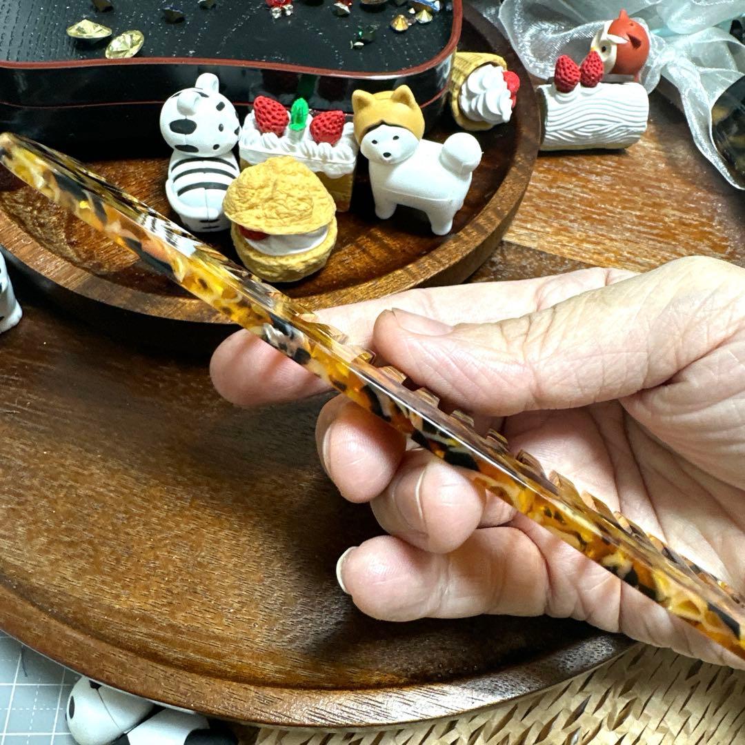 特価☆ヘアコーム65大きめスクエア型アセテートくしヘアコーム約15cm茶