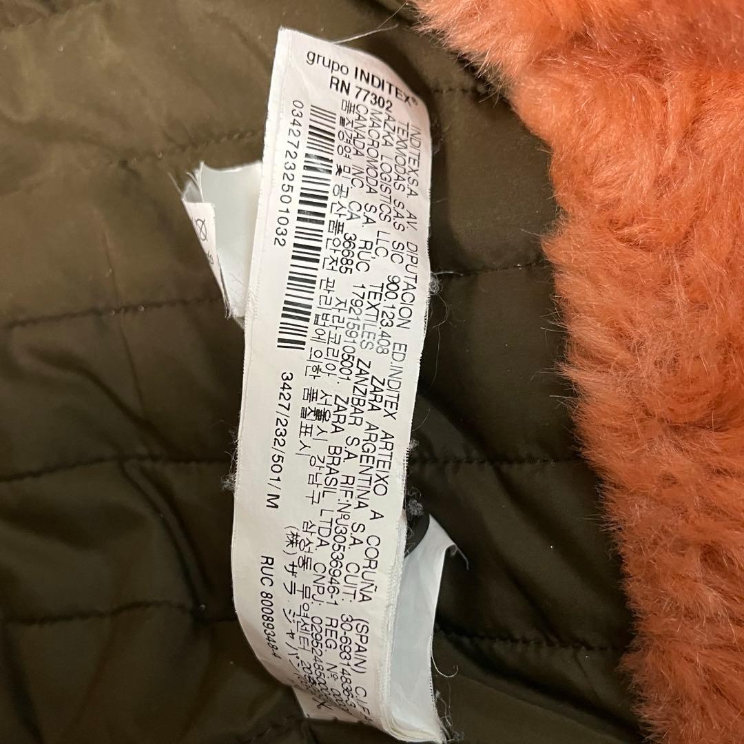 美品 ZARA ピンクファー モッズコート M N3B カーキ ザラ 77302 レディース