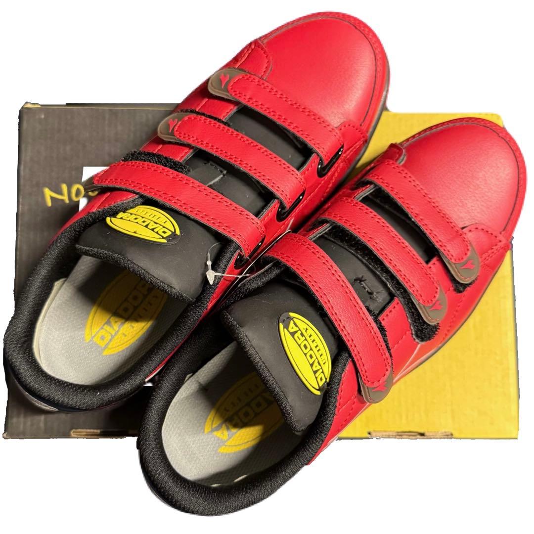 【24.5cm】安全靴 作業靴 ディアドラ WK-32 マジックテープ 赤×黒