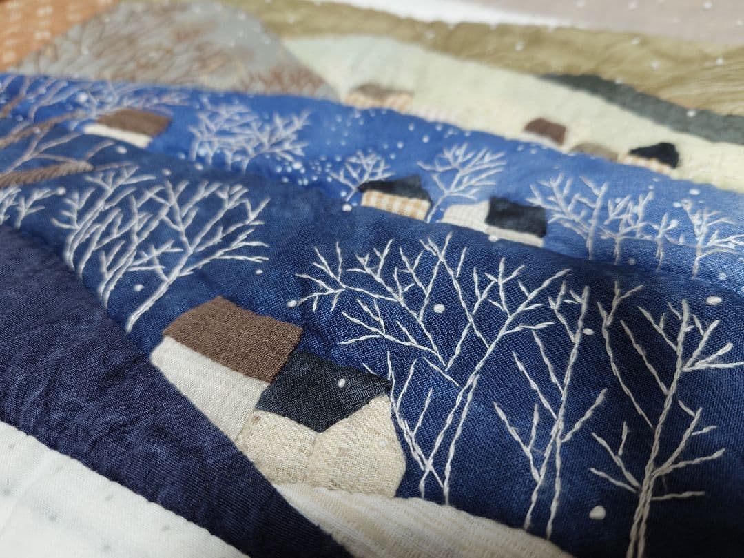 冬景色 パッチワーク キルトタペストリー ハンドメイド 雪 - メルカリ