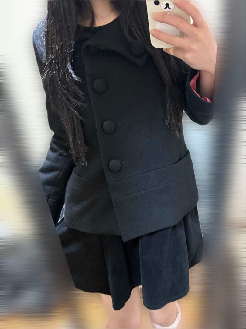 黒ショートコート 日本感性 バレエコア フェアリーグランジ フェアリー