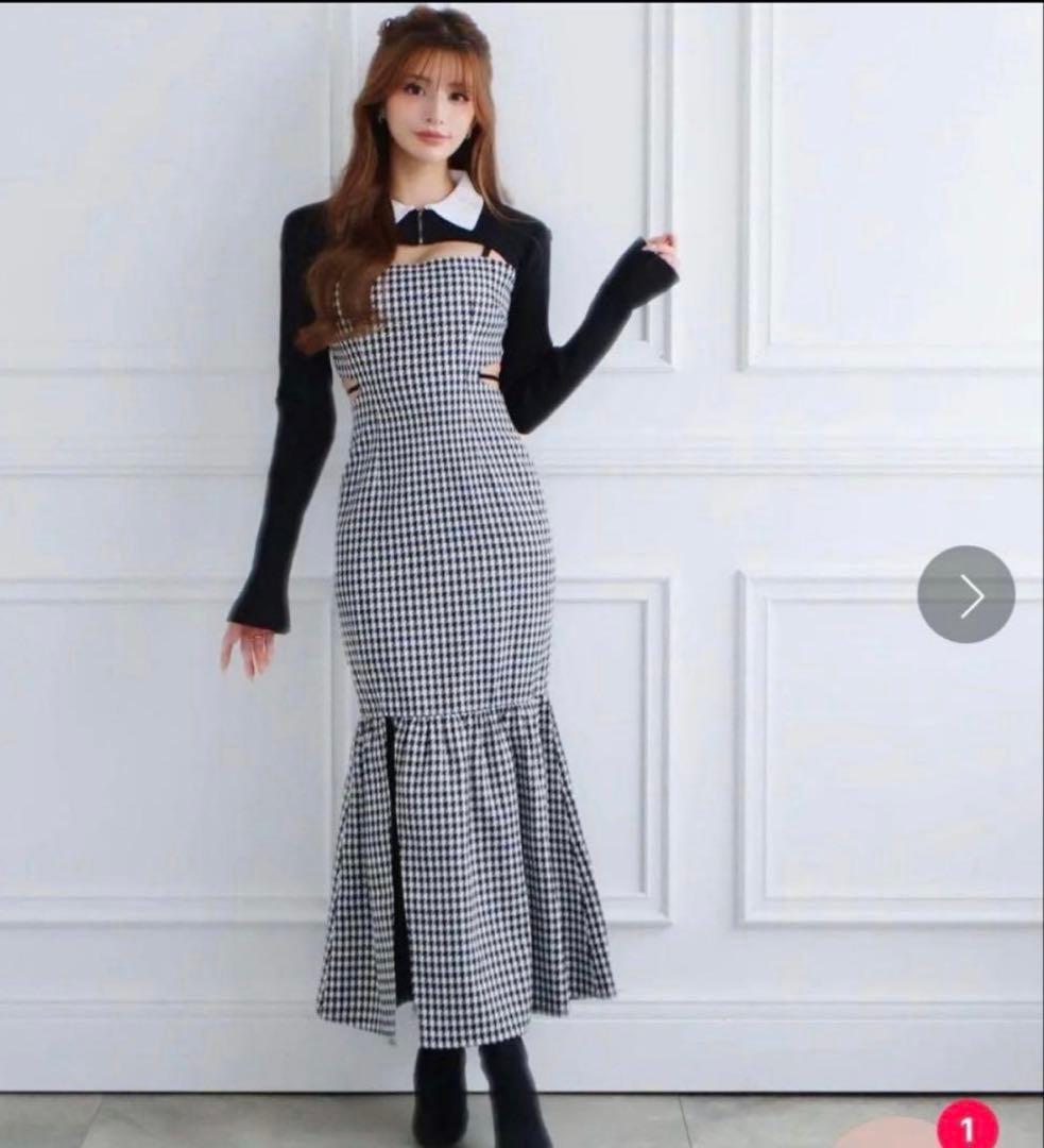 Randyワンピース M ビジュープレッピーカットショルダーワンピース – Randy