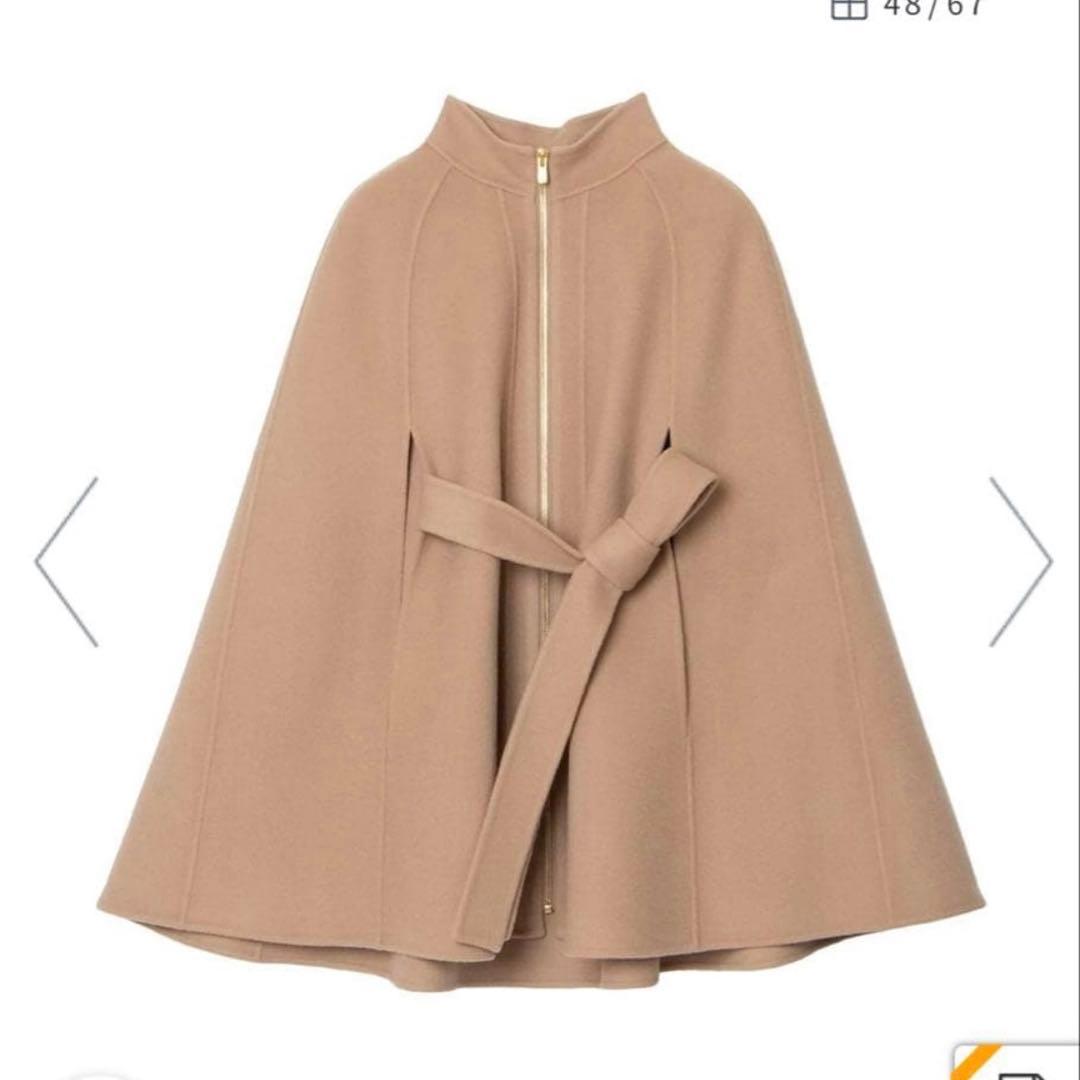【美品】ANAYI シャルムビーバーミドルケープコート　キャメル 専用 ANAYI シャルムビーバーミドルケープコート 36 キャメル