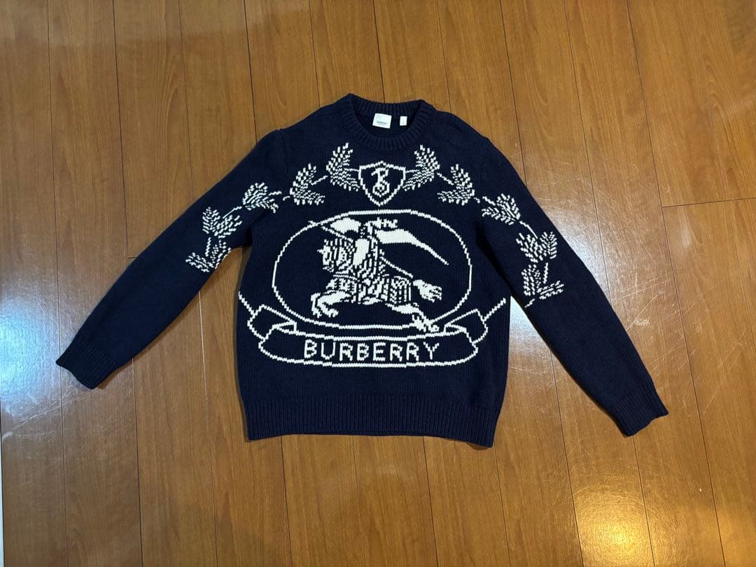 BURBERRY ネイビー ニット セーター Lサイズ BURBERRY LONDON バーバリー ロンドン Vネック アーガイルチェック柄