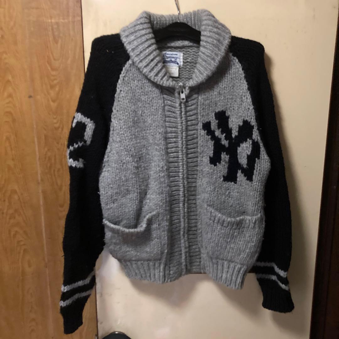 アメリカンパスタイムズ カウチンセーターヤンキース 希少usa製 90s