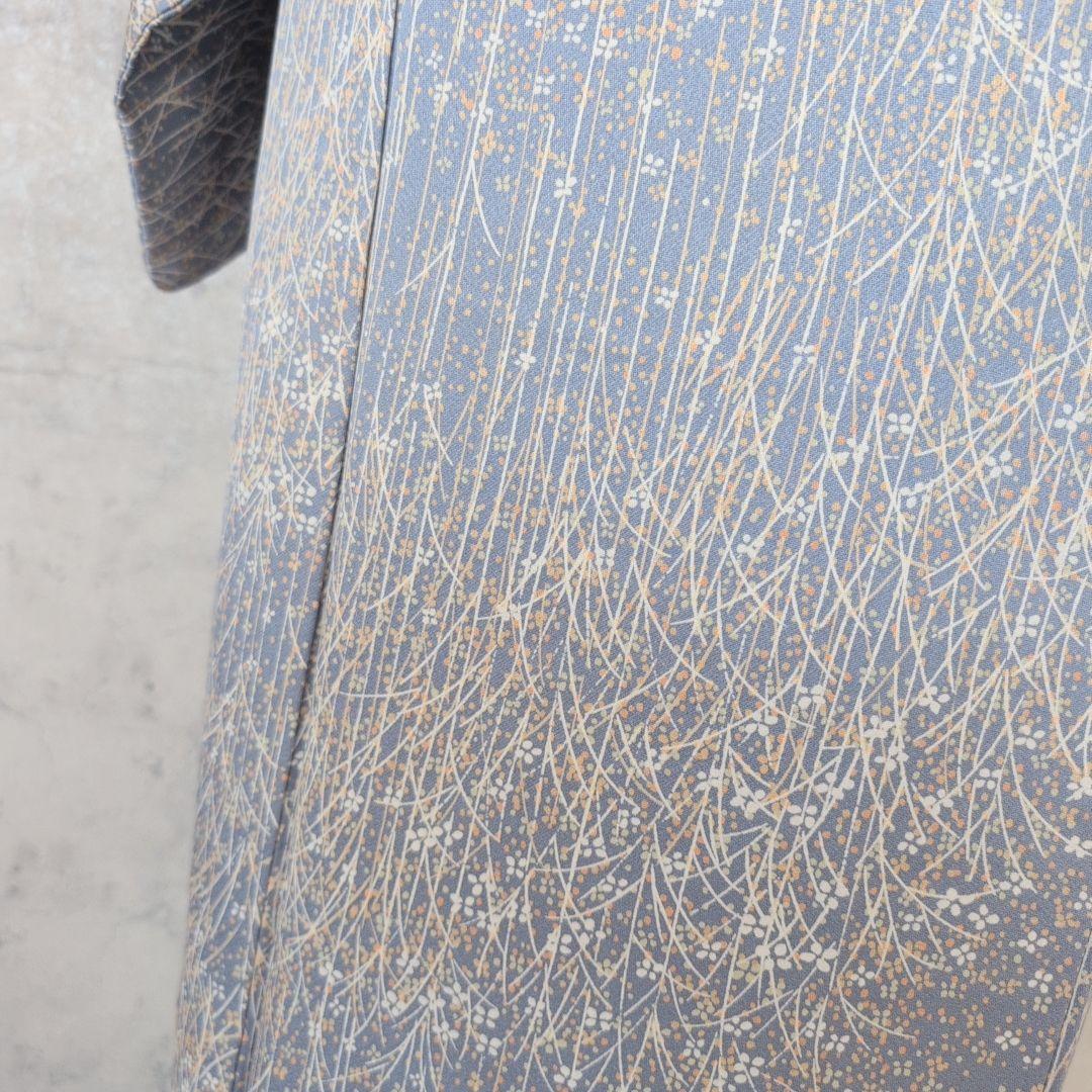 大セール中】小紋 フルセット 着物 正絹 青紺地 色彩 帯ユニーク F前