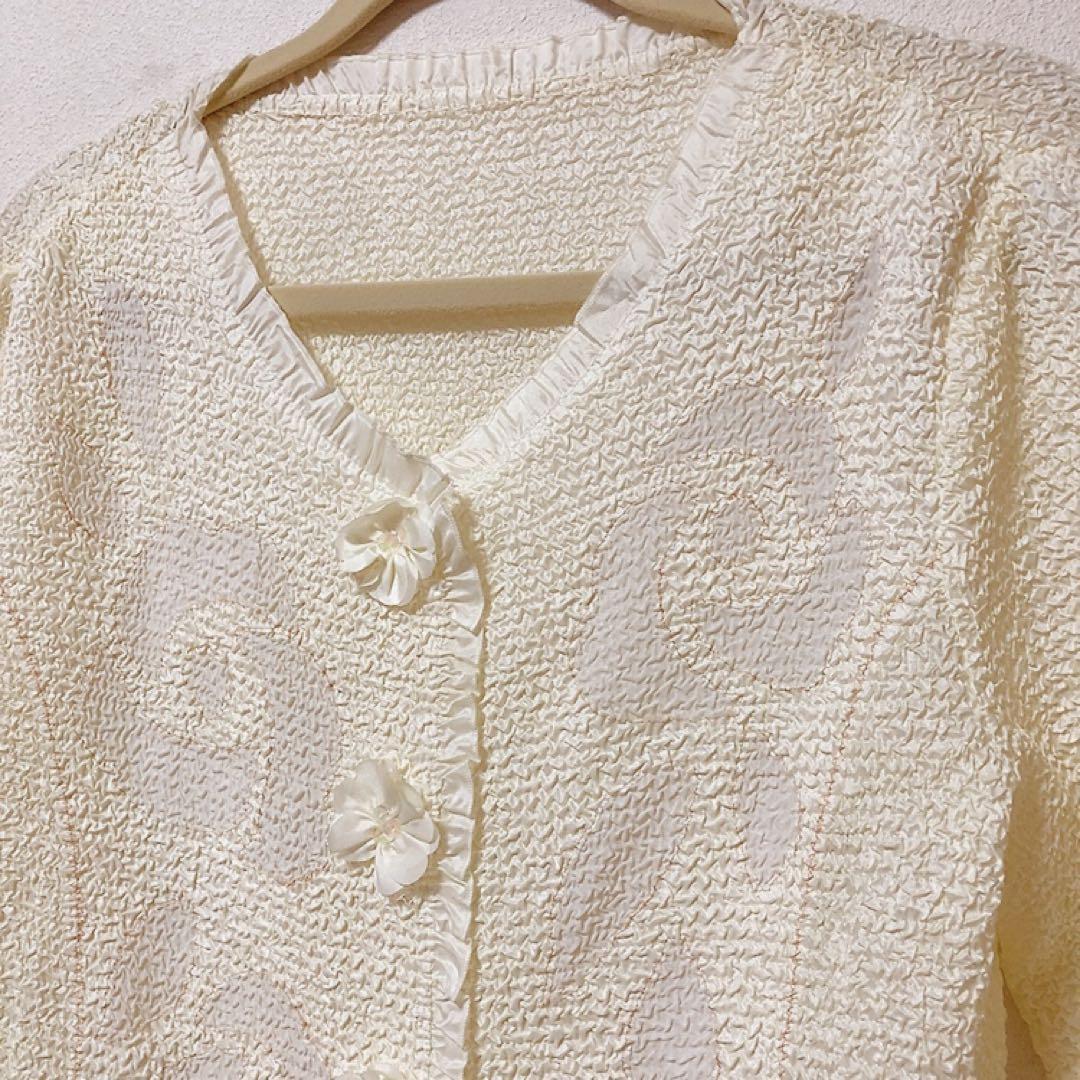 新品未使用】NOKO OHNO ノコオーノ プリーツジャケット 花ボタン