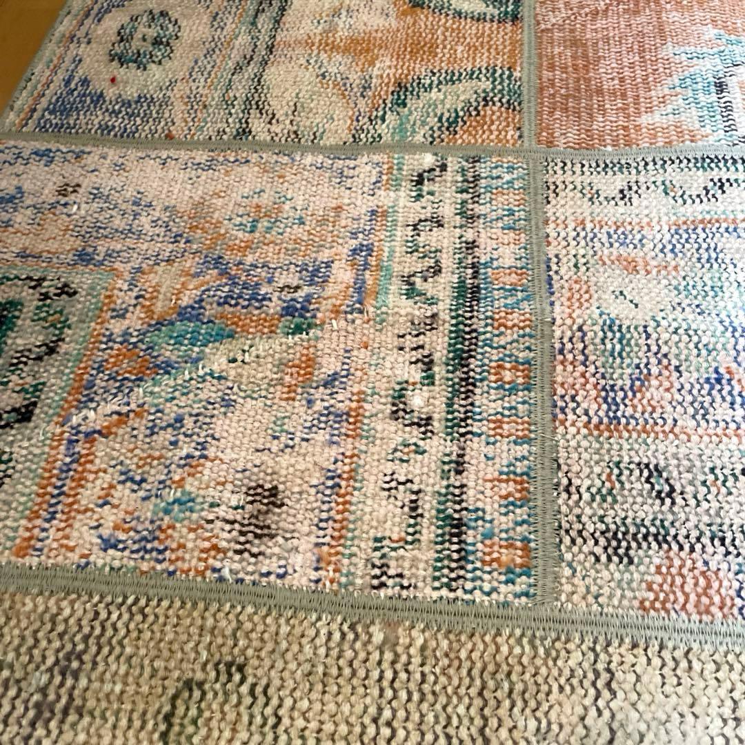 91×191優しいオレンジカラー パッチワーク トルコヴィンテージラグの