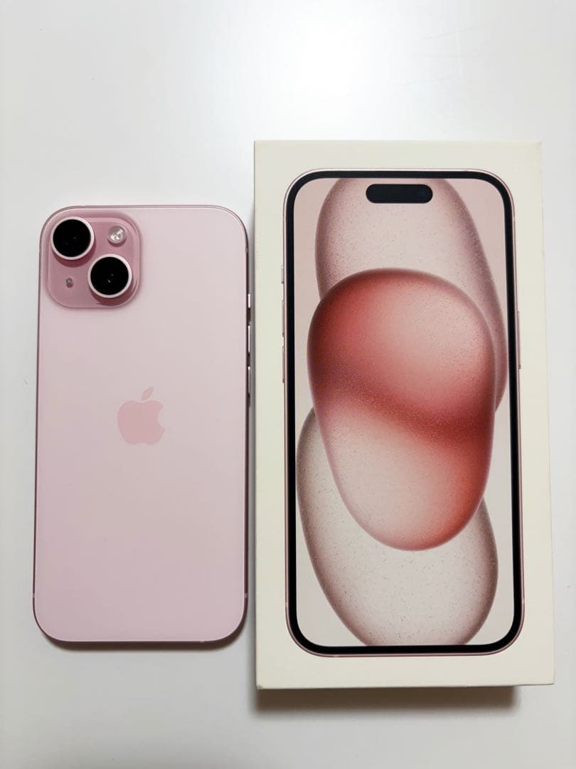 美品 Apple iPhone 15 ピンク 本体 箱、充電コード付き