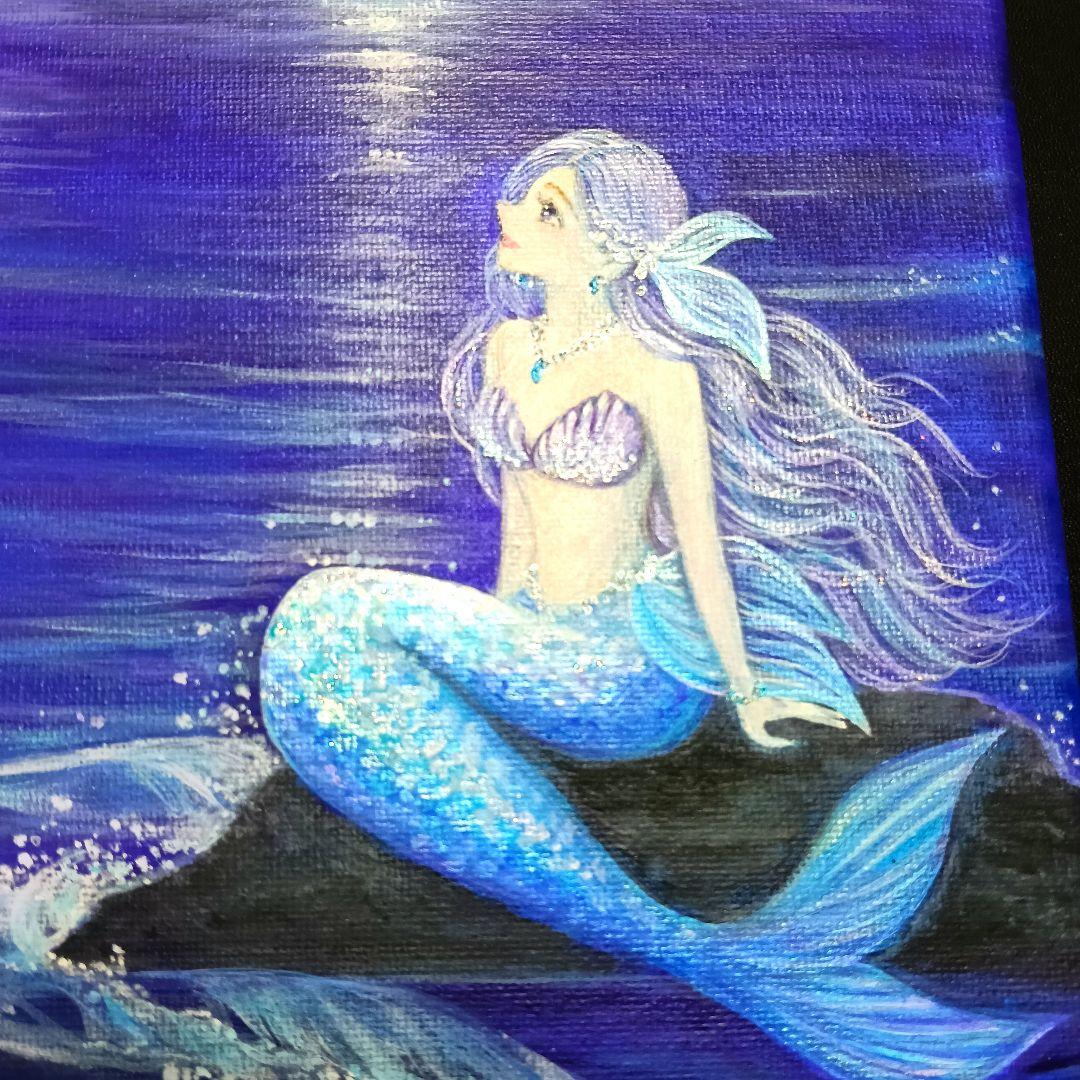 No.516 F4キャンバス 原画 アクリル画 人魚姫 人魚 mermaid - メルカリ