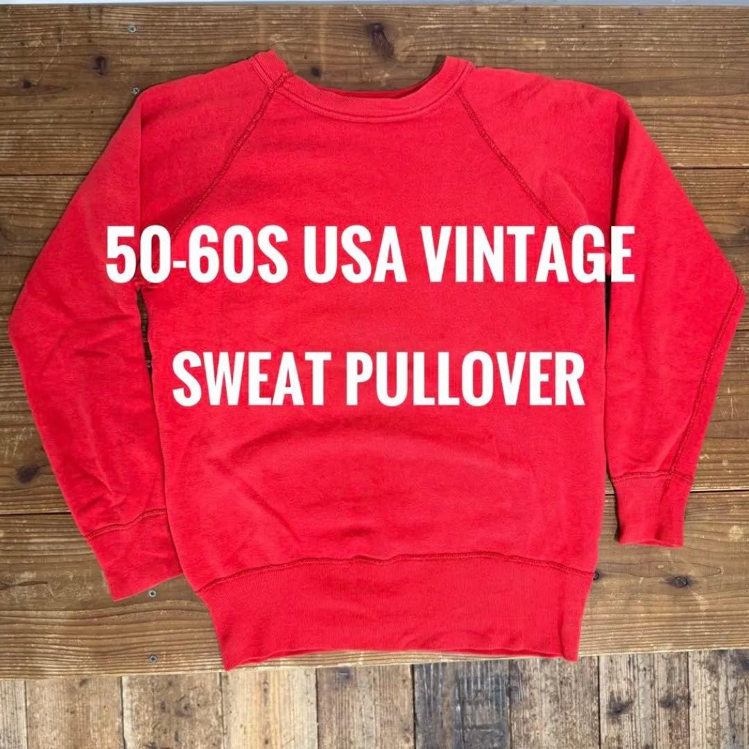 50s-60s VINTAGE ヴィンテージ スウェット トレーナー 赤 Champion（チャンピオン） 60'S CHAMPION Runner Tag Raglan Sweat