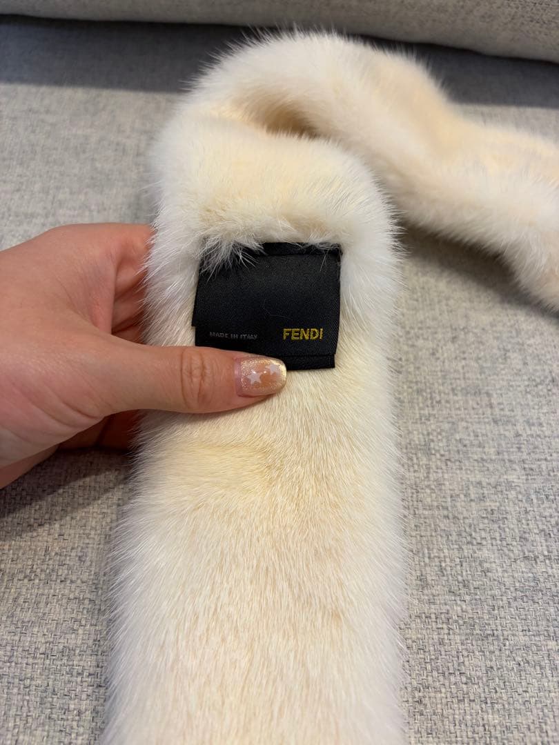 極美品 FENDI フェンディ ファー マフラー ティペット ミンク アイボリー