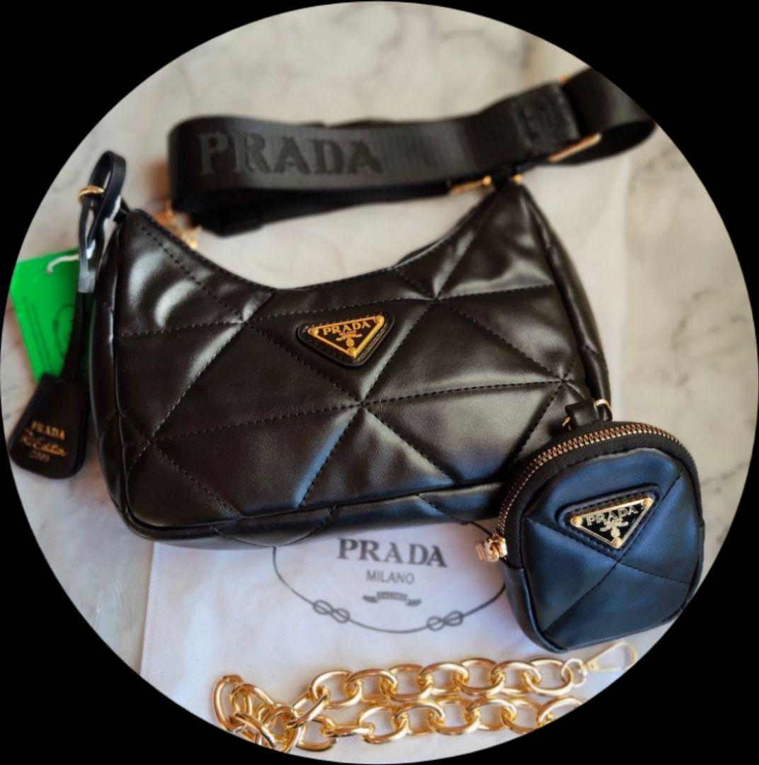 PRADAノベルティブラック ショルダーバッグ キルティング - メルカリ