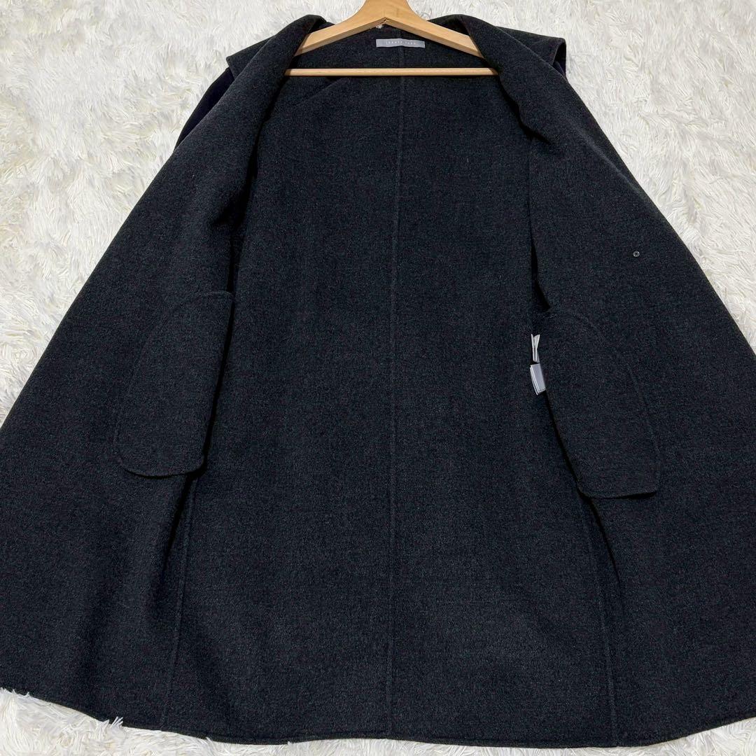 美品 セオリーリュクス ダブルフェイス ベルテッドコート フード