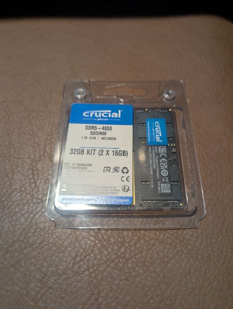DDR5-4800 32GB(16GB×2)ノートPC用メモリ crucial Crucial RAM 32GB Kit (2x16GB) DDR5 4800MHz CL40 Dizüstü Bilgisayar