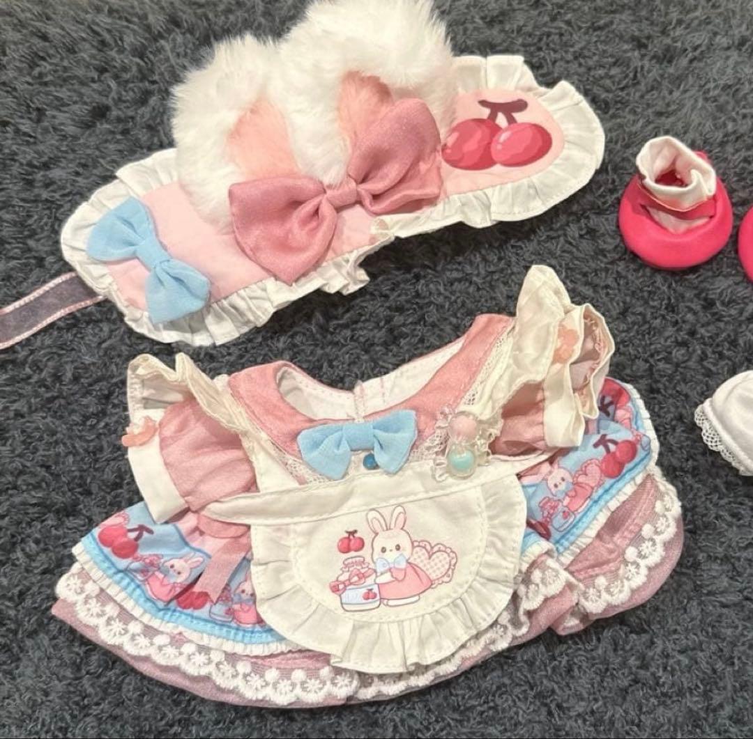 15から20cm完売レア限定うさぎメイド風着せ替えぬいぐるみ服セット