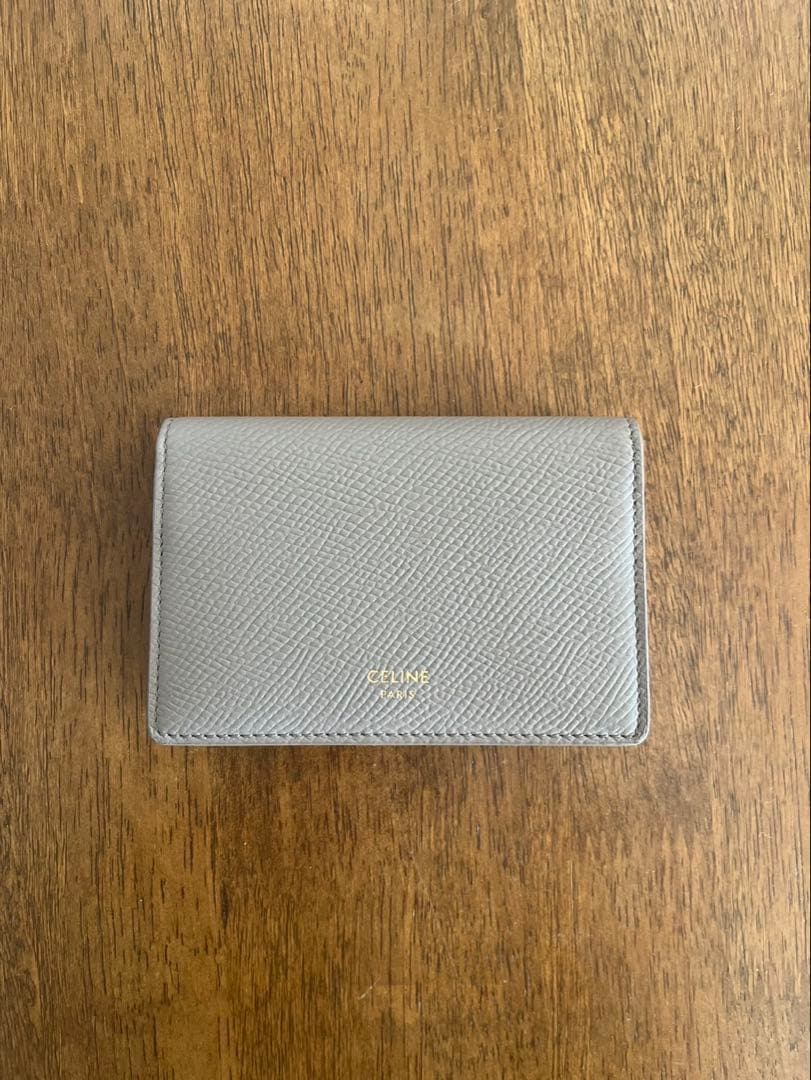 CELINE グレー レザー 名刺入れ CELINE - □新同□ セリーヌ カードケース 名刺入れ レザー グレー
