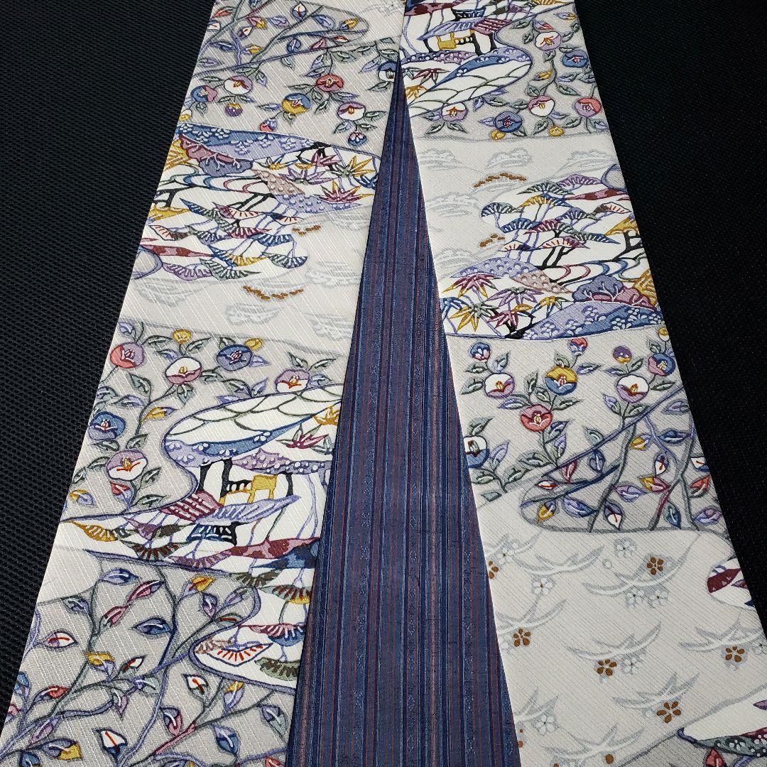 半幅帯 正絹 リバーシブル 紅型 丹後ちりめん 正絹紬 - メルカリ