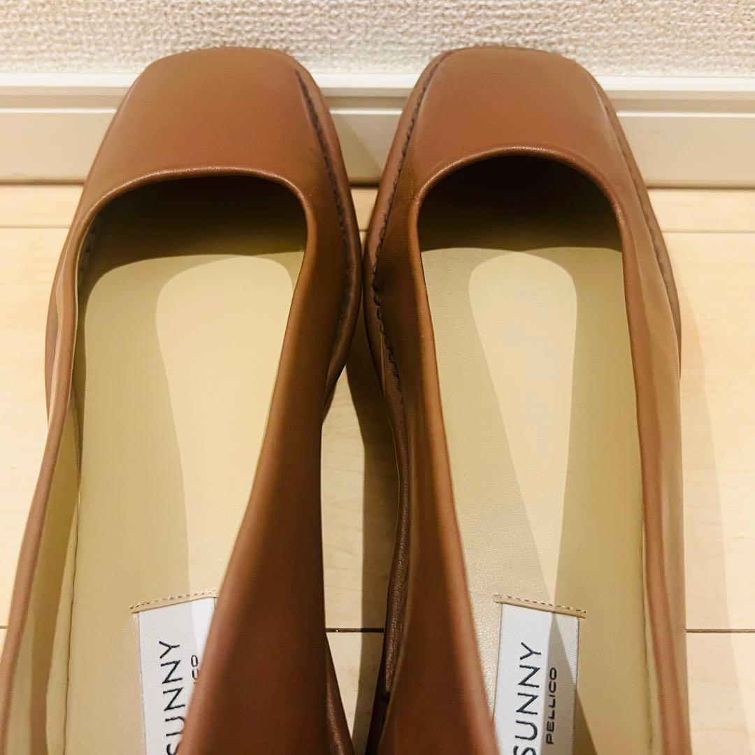 未使用に近い】ペリーコサニー パンプス レザー フラット ブラウン