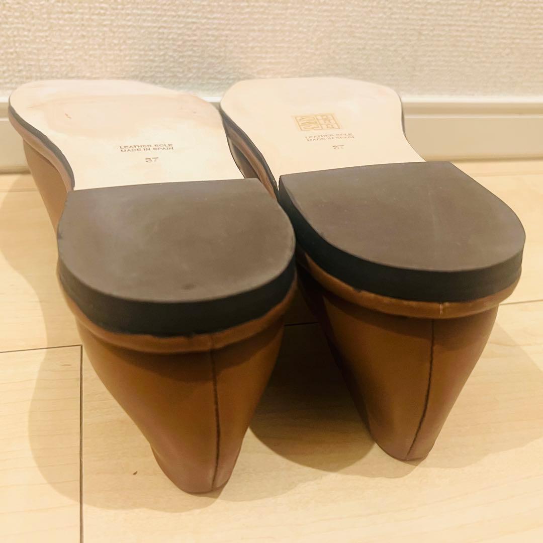 未使用に近い】ペリーコサニー パンプス レザー フラット ブラウン