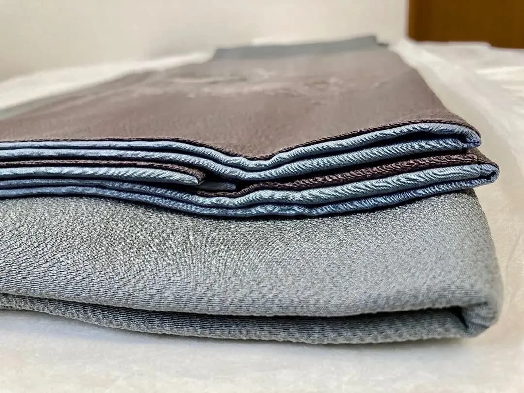 未使用 長期保存品 精緻な汕頭刺繍 上質正絹縮緬 訪問着 秀逸染め