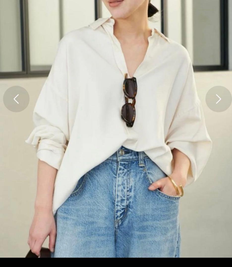 タグあり　美品　プラージュ drapeシャツ　ナチュラル Plage - タグあり 美品 プラージュ drapeシャツ ナチュラルの通販 by