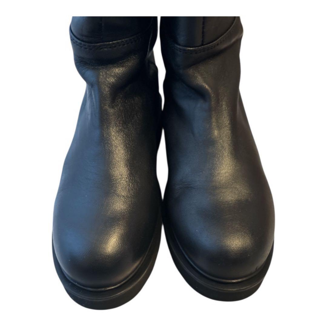 カミナンド ライディングロングブーツ レザー 厚底　黒 24.0cm 8サイズ