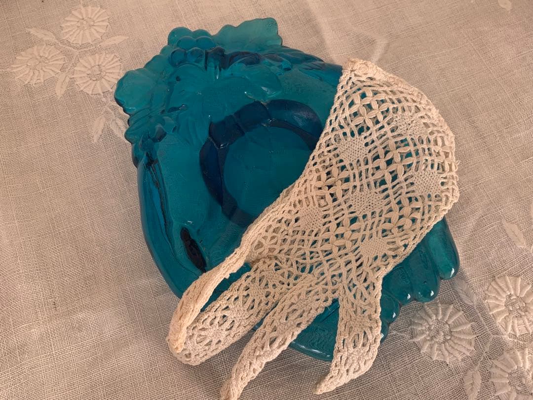 フランスアンティーク ハンドモチーフ トレイ ガラス製 ブロカントの