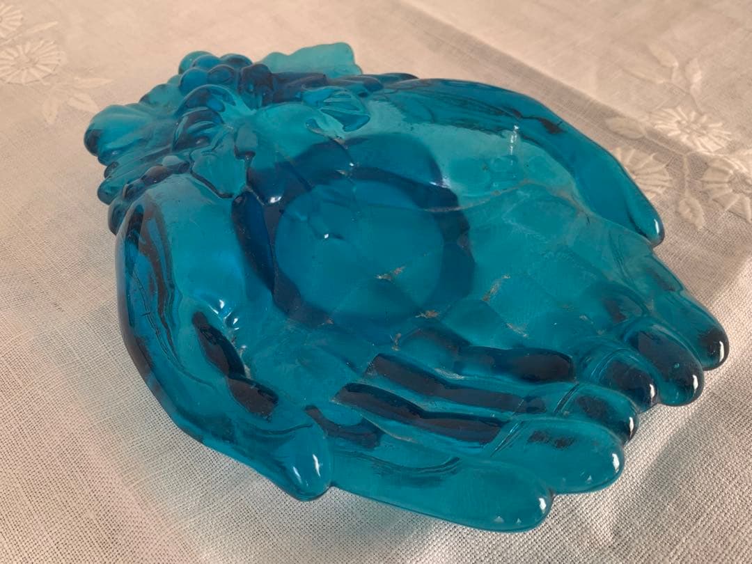 フランスアンティーク ハンドモチーフ トレイ ガラス製 ブロカントの