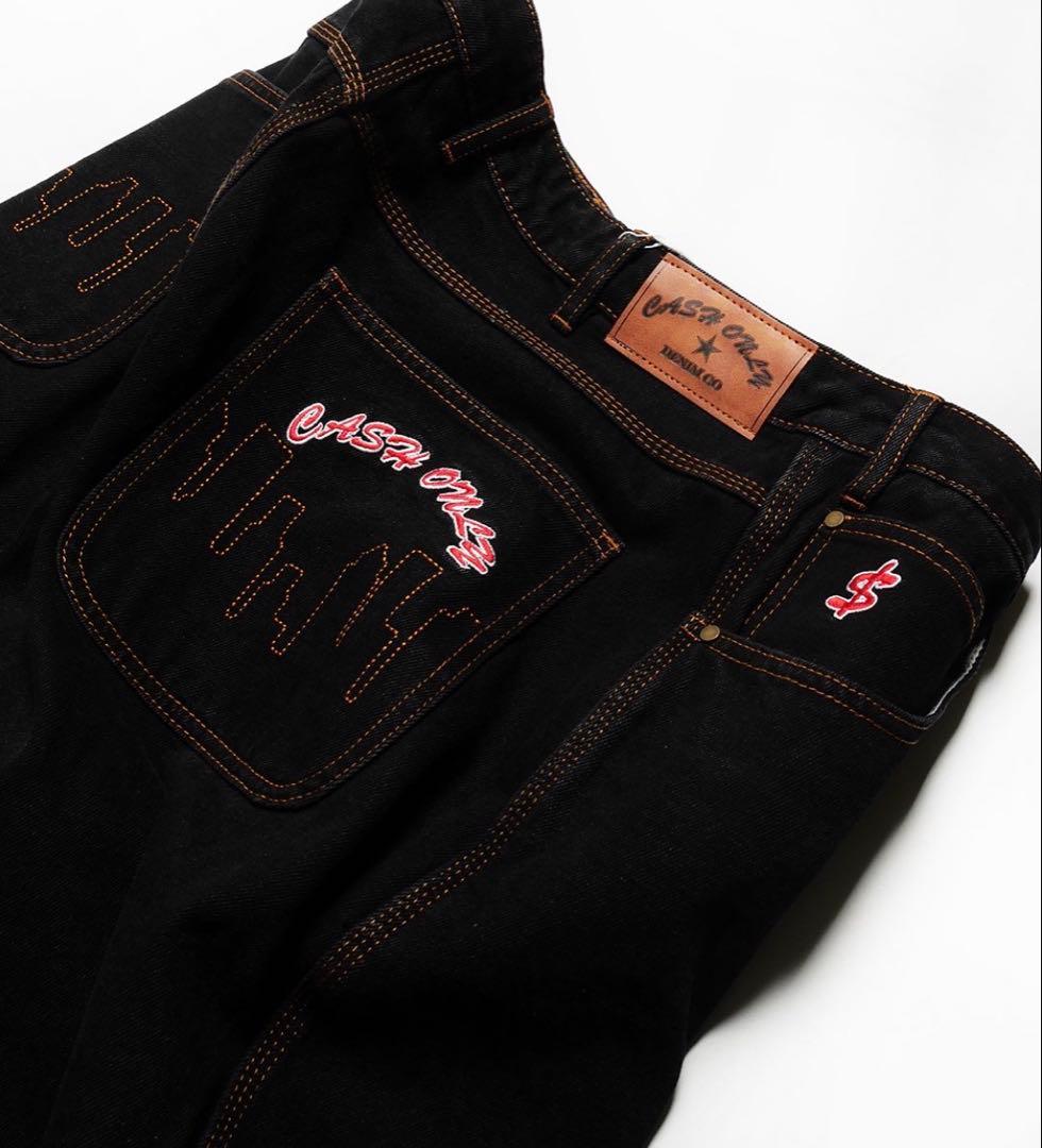 パンツ CASH ONLY BAGGY DENIM JEANS WASHED BLACK Cash Only Logo Baggy Denim Jeans - Washed Black – Trainers
