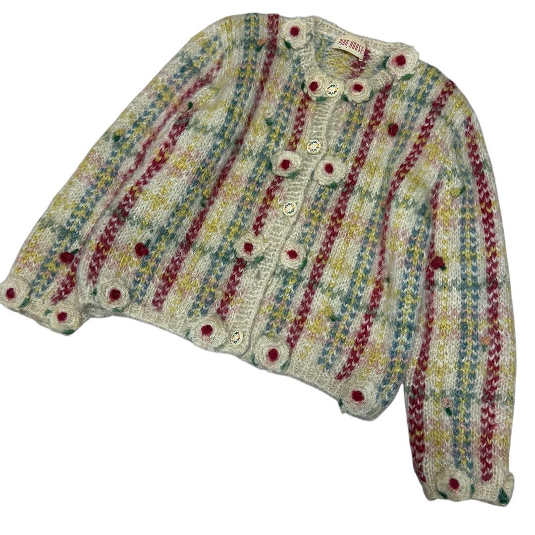 カネコイサオ☆ピンクハウス☆モヘア 3Dフラワーモチーフ 立体編み