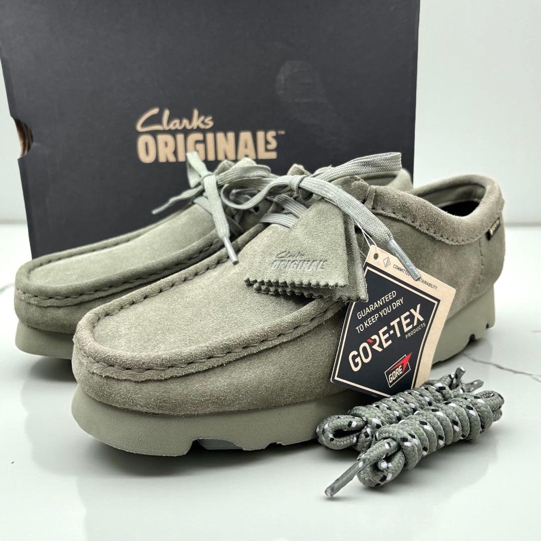【新品】 クラークスオリジナル ワラビー GTX 24.5相当 グリーン Clarks クラークス シューズ Wallabee GTX ワラビー ゴアテックス