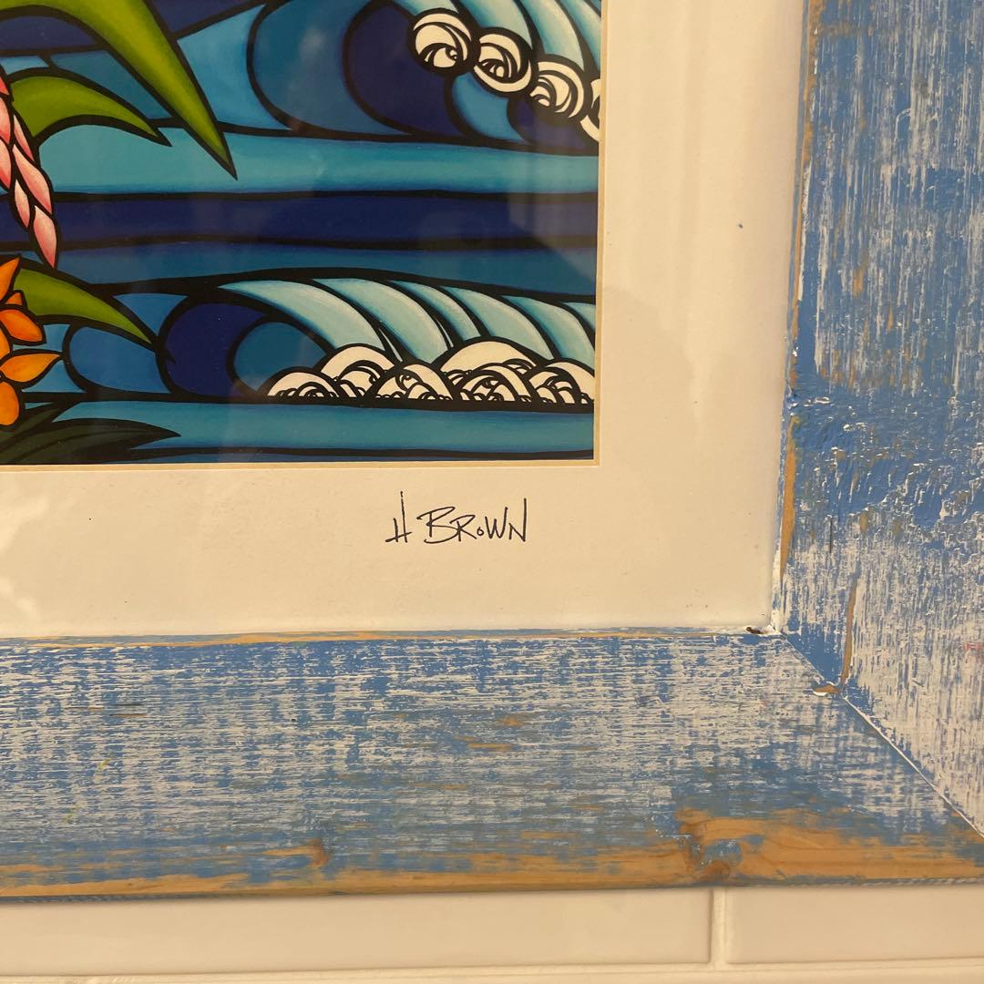 ヘザーブラウン純正額縁付きトロピカルハワイ アート 絵画 ロン