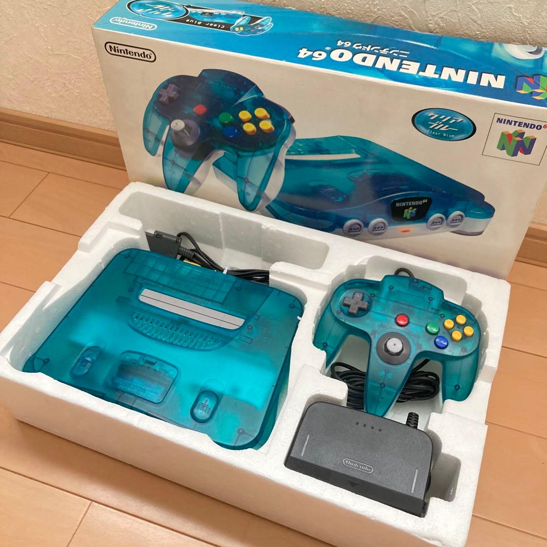 動作確認済】ニンテンドー64 本体 化粧箱付き クリアブルー b - メルカリ