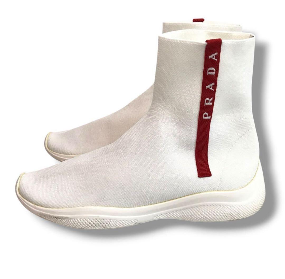 PRADA】プラダ❤️ソックススニーカー・ショートブーツ✨ホワイト 37