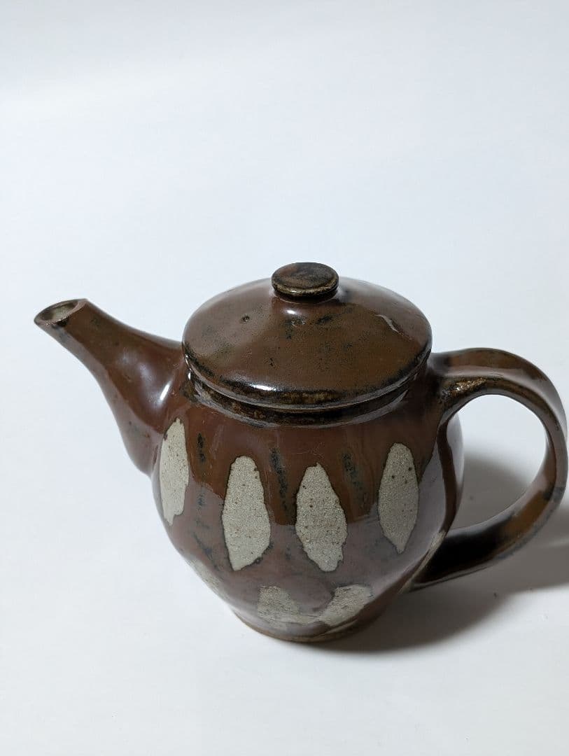 （押し上2-C）浜田庄司　急須　茶色と白の模様 押し上2-C）浜田庄司 急須 茶色と白の模様