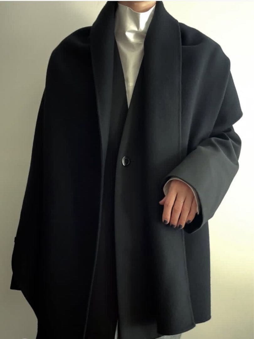 新品未使用タグ付き】digne throw shawl coat ブラック - メルカリ