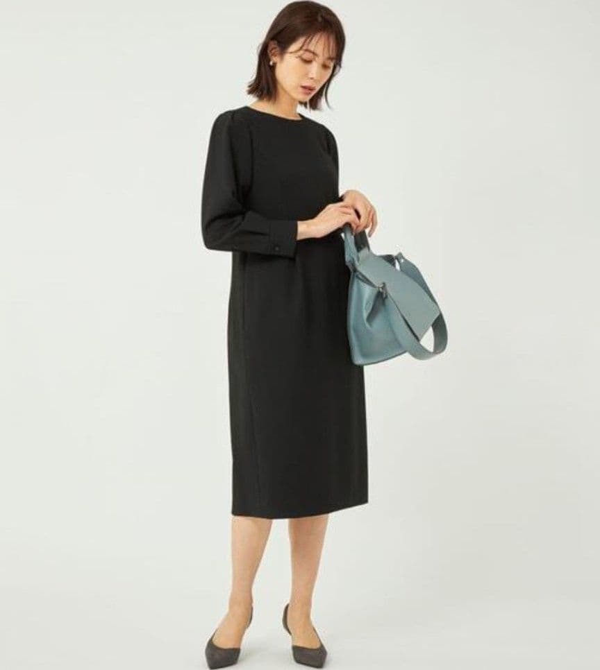 グリーンレーベルリラクシング ダブルクロス ワンピース 長袖ワンピース 黒 green label relaxing（グリーンレーベルリラクシング）の「ダブル