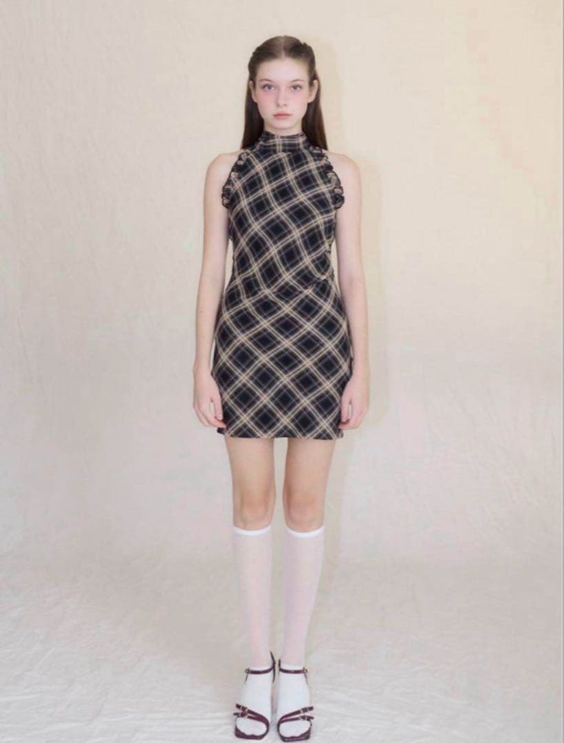 YILON MADE イロンDOLCE CHECK OP ワンピース NAVY YILON MADE イロンDOLCE CHECK OP ワンピース NAVY