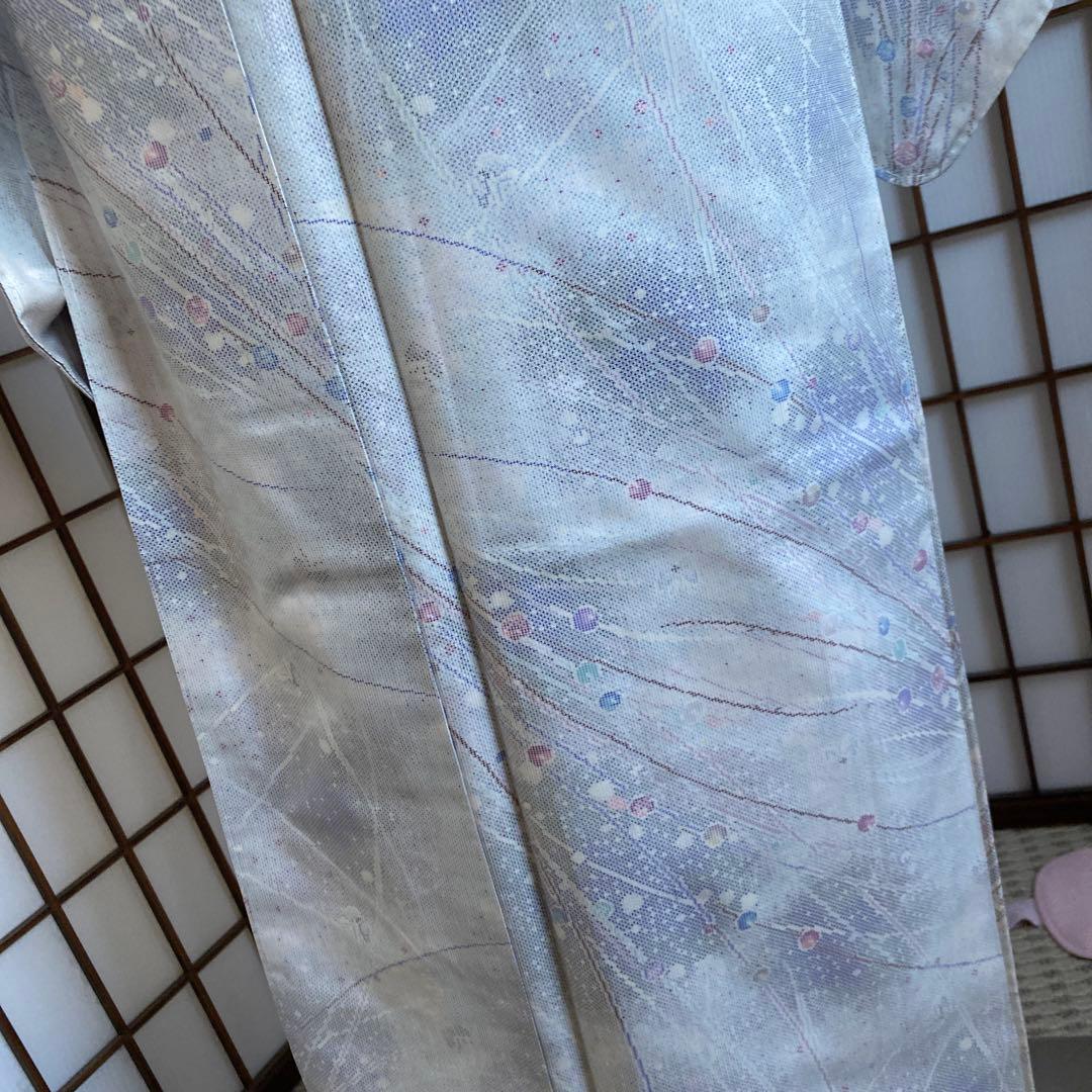 本場白大島紬 玉模様 9マルキ しつけ付き