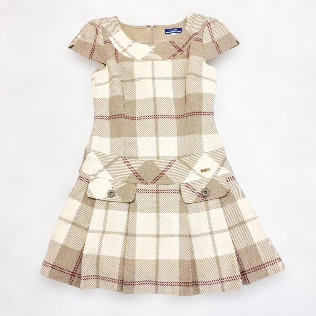 BURBERRY LONDON ブルーレーベル チェック ミニ ワンピース 36 希少 バーバリーブルーレーベル ウールチェックワンピース 36 - メルカリ