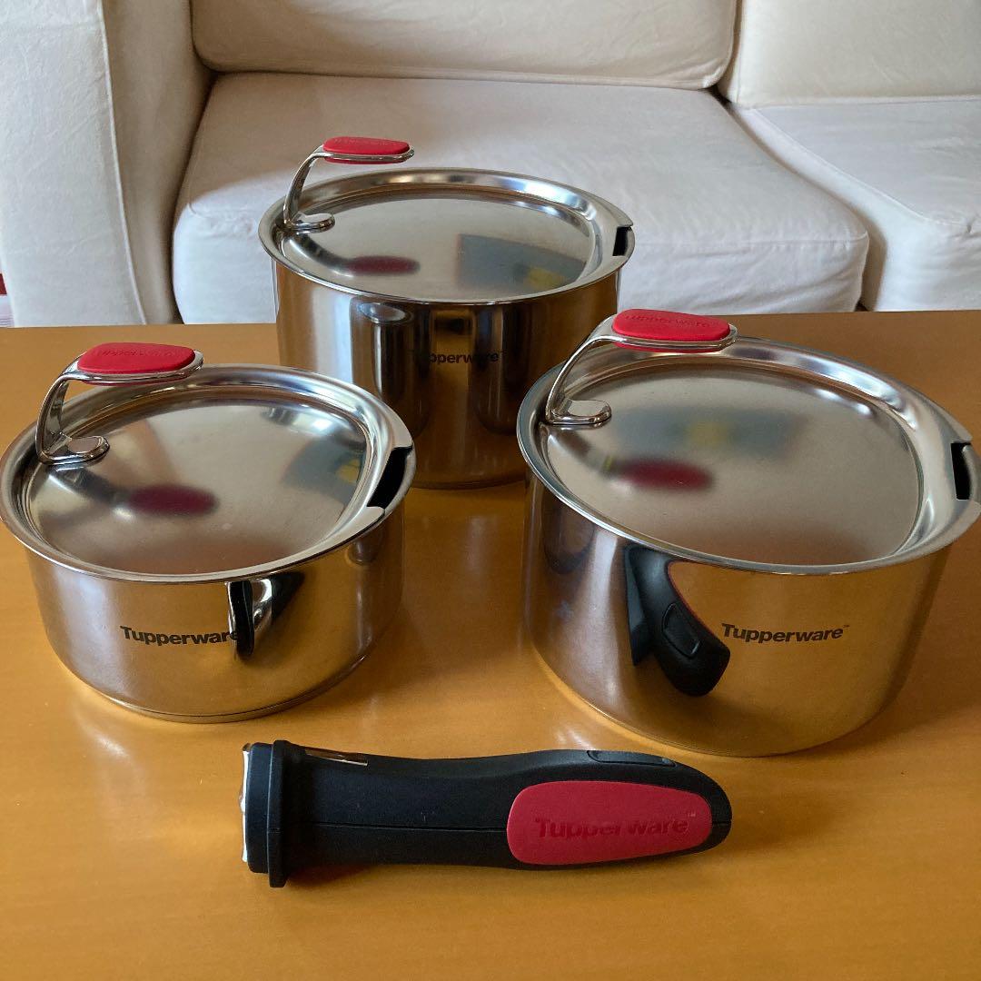 タッパーウェア コンパクト三層鍋 ハンドル付き（新品） - メルカリ