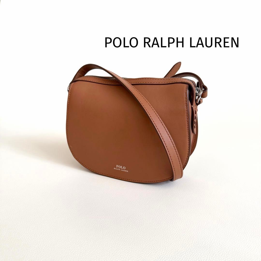 ポロラルフローレン】ショルダーバッグ レザー ブラウン 本革 ハーフ