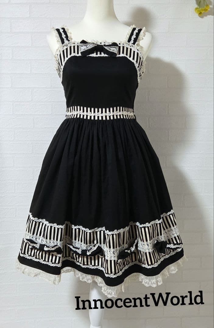 【InnocentWorld　イノセントワールド】 ワンピース　リボン　黒白 InnocentWorld イノセントワールド】 ワンピース リボン 黒白 - メルカリ