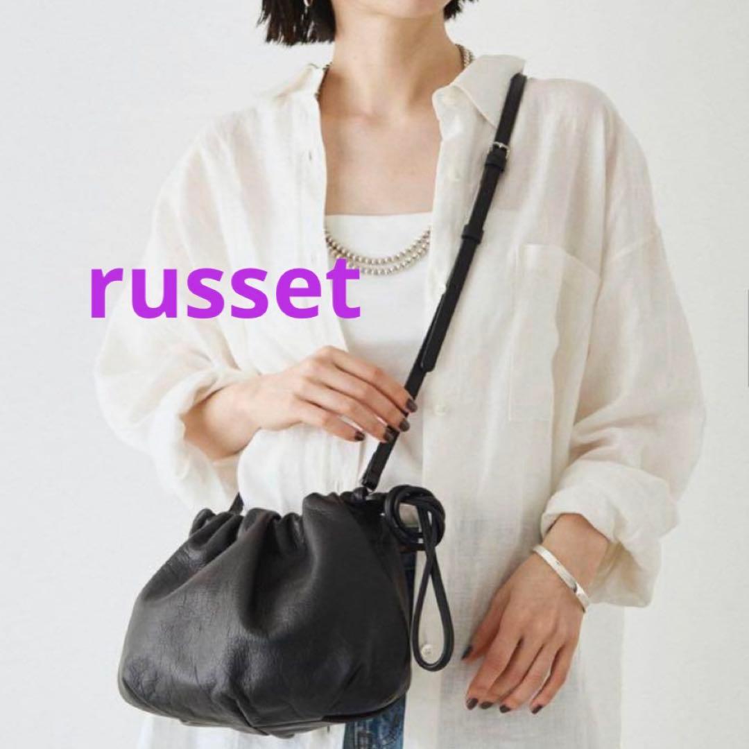 russet☆4way巾着ショルダーバッグ ブラック大人気商品【chi企画】