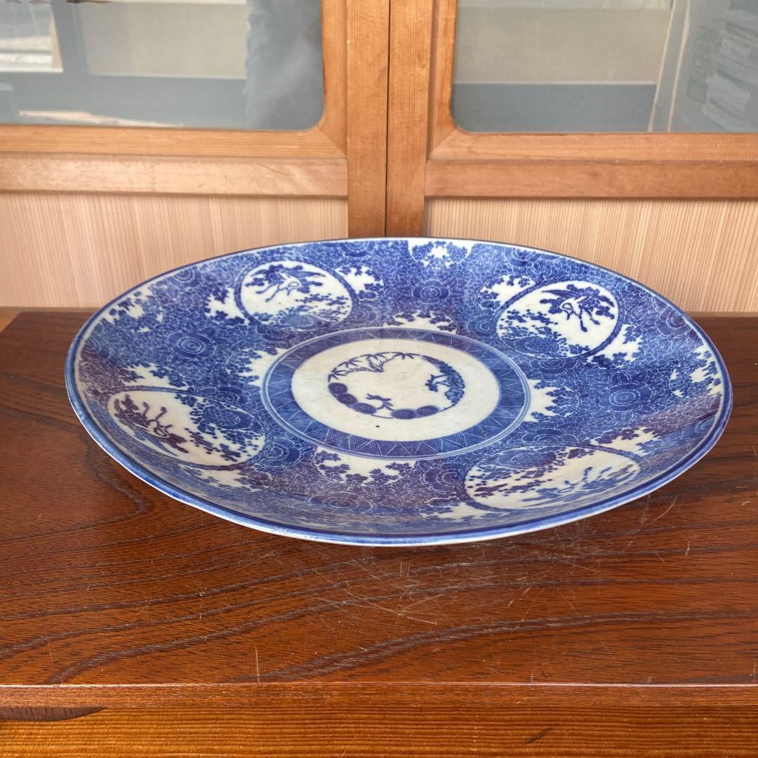 古伊万里染付印判鶴の図大皿 - メルカリ