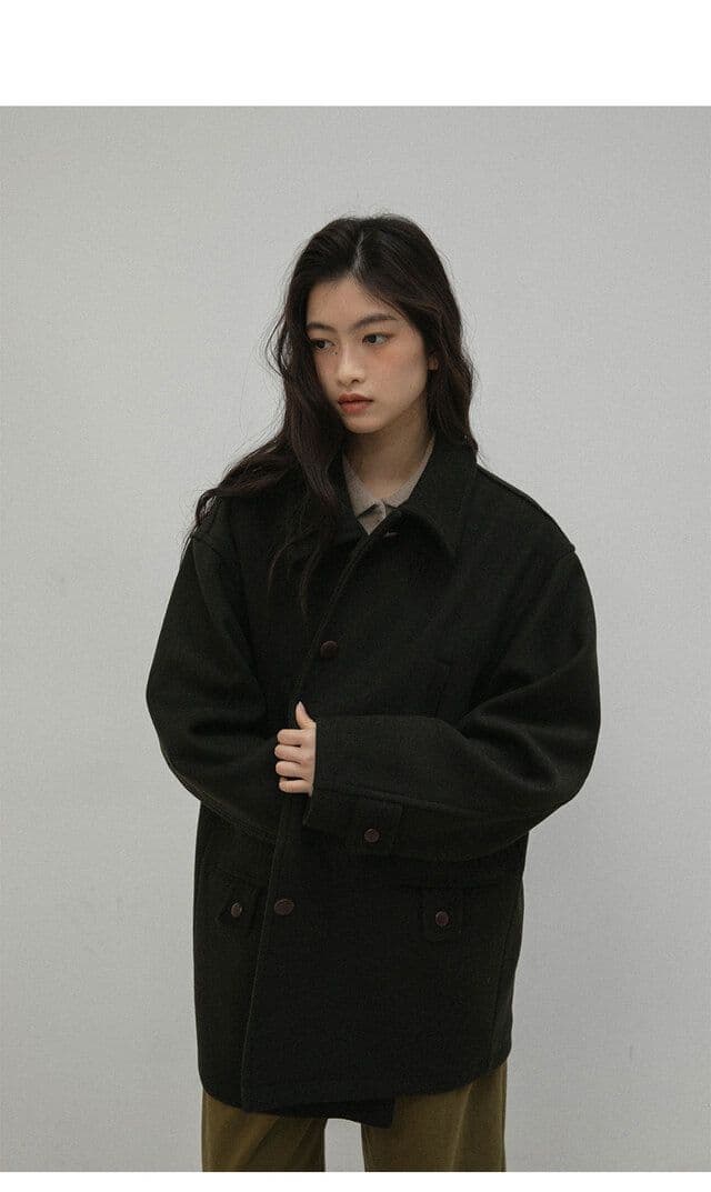 新品タグ付き】ohotoro＊Wood Half Coat - メルカリ