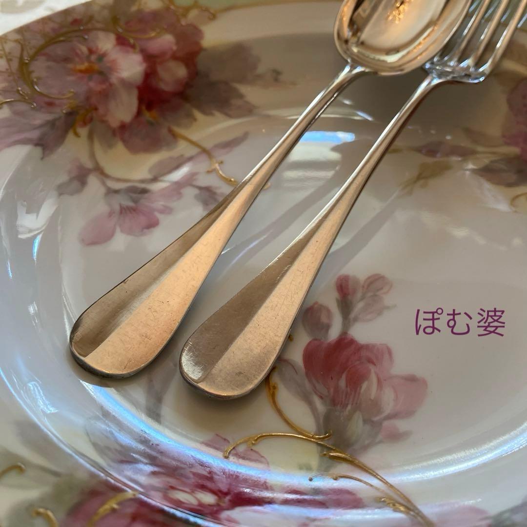 フランス／H.Soufflot】純銀／フォーク＆スプーン 2セット