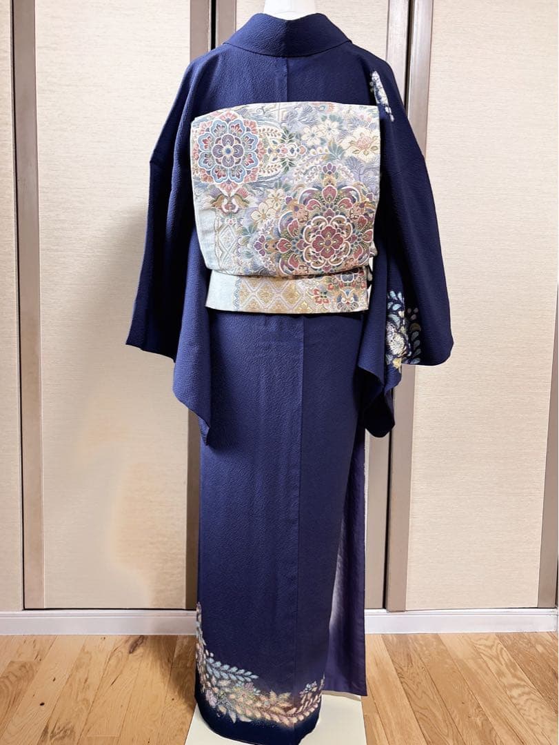美品 正絹 訪問着 辻が花 翠山工房 裄68 卒業式 入学式 M L 紺 - メルカリ