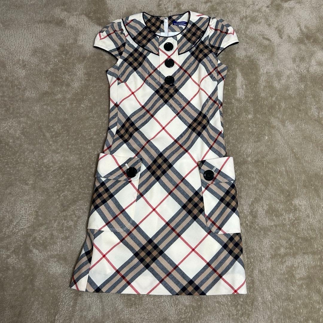故障品 バーバリーブルーレーベルノバチェックミニワンピース 36